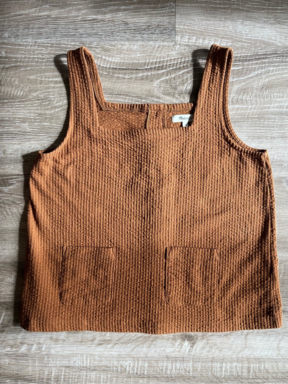 Madewell Waffle Knit Tank Top Women’s Small Mustard Square Neck Button Back